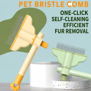 Rotatable Pet Slicker Comb, Self-Cleaning Needle Brush, Dense Tooth Grooming Tool for Removing Loose Fur, Daily Cleaning Supply for Cats & Dogs