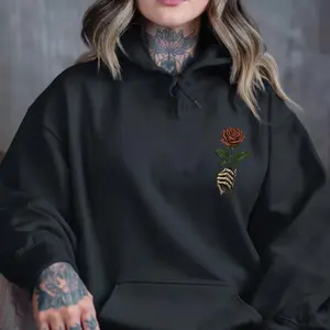 Death Tarot Card Hoodie – Gothic Reaper Rose Arcana Design, Dark Occult Streetwear, Witchcore Apparel