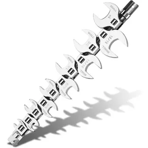 3/8" Crows Foot Wrench Set, 11-Piece SAE Crowfoot Wrench Set with Clip-on Organizer, 3/8"-1", Tools for Mechanics, Access Fasteners in Tight Spaces