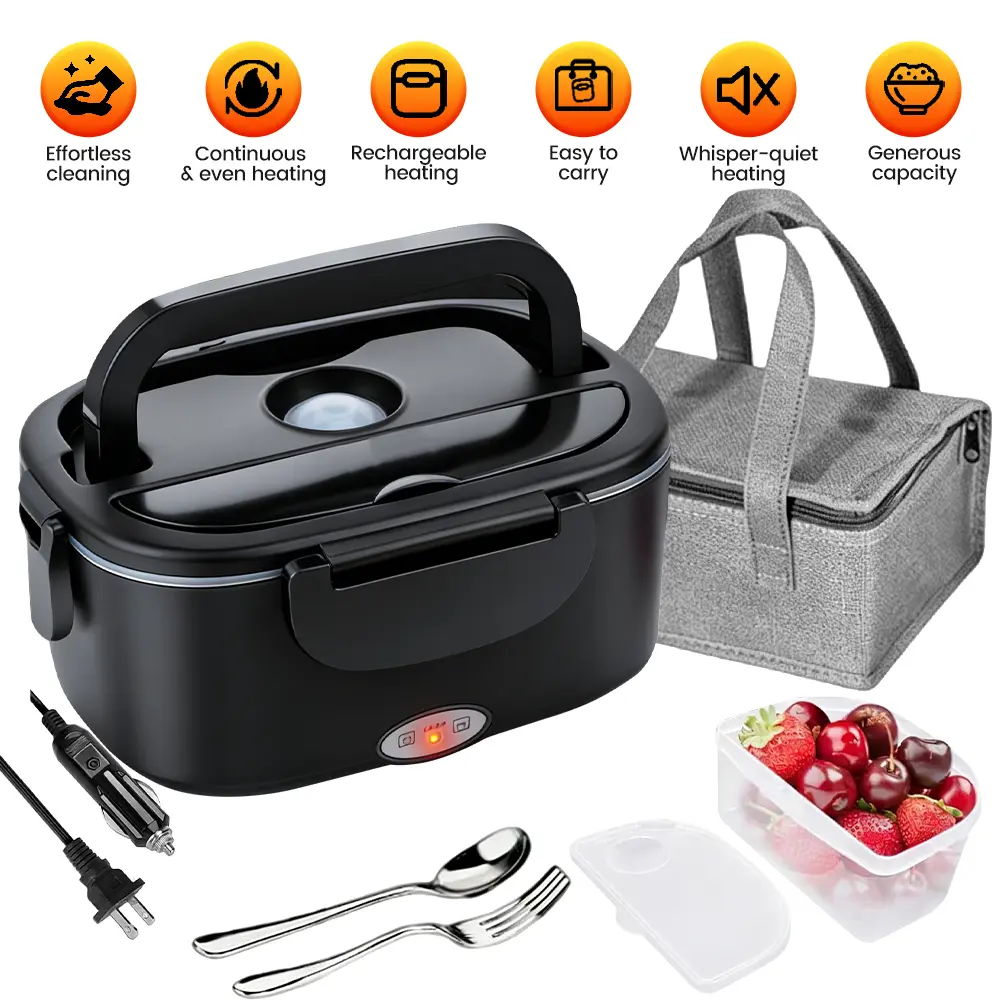 MDHAND Electric Lunch Box Food Heater, Faster Heated Lunch Box Food Warmer 110V/12V/24V Self Heating Lunch Box for Work/Car/Outdoors,Portable Heated with Lunch Bag#DealsForYouDays