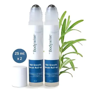 2x Be Bodywise Advanced Hair Density Roll-On Serum 25 ml | 5% Saw Palmetto, 3% Rosemary, 1% Caffeine Herbasome & 3% Fenugreek | Scalp Serum for Reduced Hair Fall | Men & Women