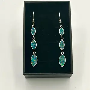 Love, Jenny Leigh “Mosaics” 925 Sterling Silver  Australian Opal Dangle Earrings