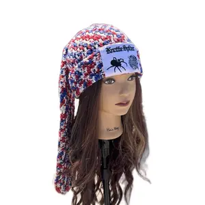 Knottie Spider Bun Beanies - Crochet Knit Handmade Logo Beanies in Soft Cozy Fabric Y2k Aesthetic for Unique Trendy Accessories
