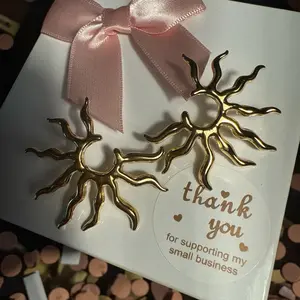 Water-Resistant 14K Gold Dipped Sunburst Statement Earrings