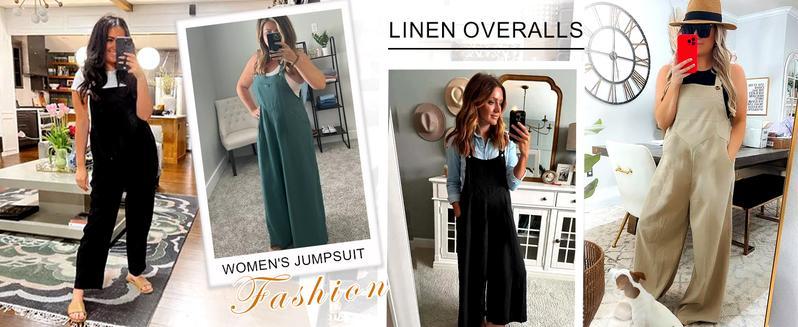 Mundoven Women's Casual Loose Overalls Jumpsuits One Piece Sleeveless Wide Leg Long Pant Rompers With Pockets