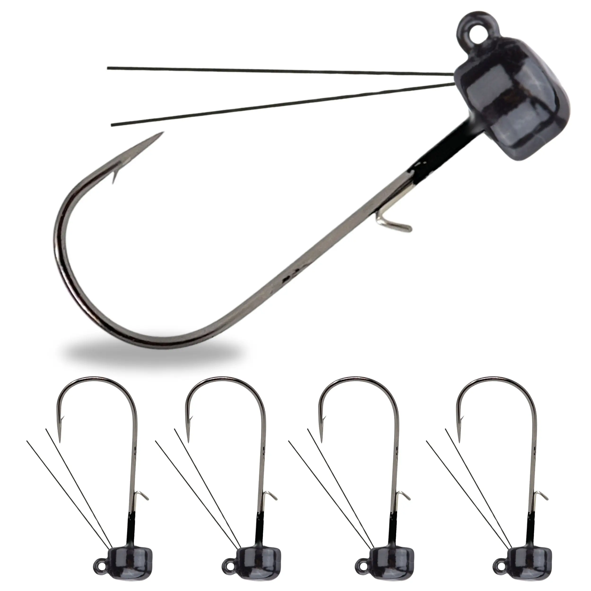 Reaction Tackle Tungsten Ned Rig Jig Heads (5-Pack) - Mushroom Shroom Jigs, Artificial Fishing Lure Terminal Tackle, Micro Lure for Bass Fishing Equipment, Micro Lure Terminal Tackle