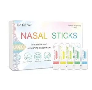 RE LIERRE 5-in-1 Nasal Suction Energy Stick 5Pcs, Cool Refreshing Sensation, Essential Oils & Menthol Inhaler, Natural Ingredients, Nasal Breathing, Mind Boost, Relieve Stress