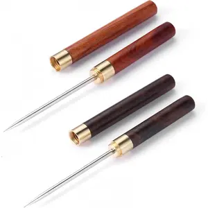 2 Pack Stainless Steel Ice Picks with Safety Cover 9-inch Pick Tool for Breaking Ice Non-slip Wooden Handle for Easy Grip for Kitchen Bars Bartender Picnics Camping Restaurant