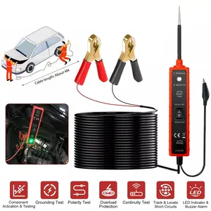 Automotive Electrical Circuit Tester Power Probe 6-24V, Digital Car Diagnostic Tool for Polarity Continuity Short Detection, 4M Long Cable for Full Vehicle Access