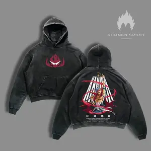 Kamina Gurren Lagann Washed Hoodie, Team Dai-Gurren Merch, "Believe In The Me" Apparel, Vintage Washed Oversized Sweater, Spiral Power Graphic, Simon's Brother Fashion