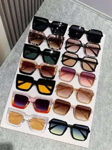 14 Pcs Large Frame Women Sunglasses, Retro Simple Fashion Shades, Trendy Beach Eyewear, Unisex Outdoor Party Vacation Travel Driving Fishing Decor Gift