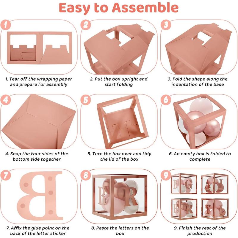 134pcs Rose Gold Balloons Baby Shower Decorations Girl Boxes Butterfly Stickers Garland Arch Kit Baby Box Letter A-Z Baby Women Birthday Bridal Party