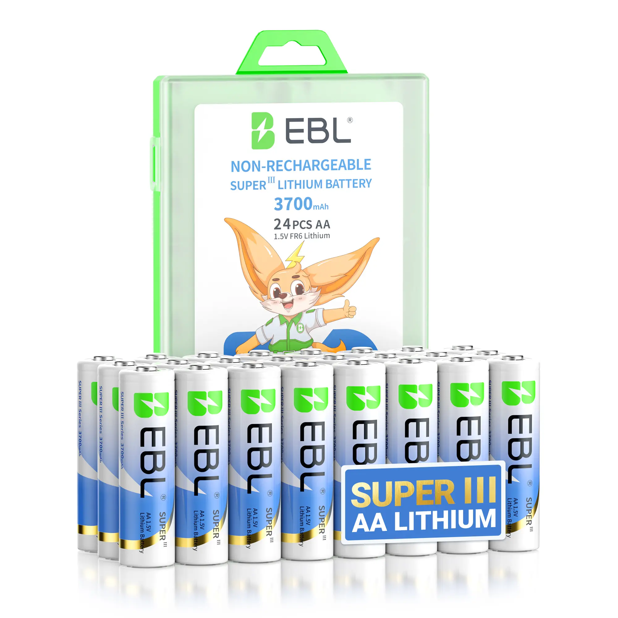EBL SUPER Ⅲ AA Lithium Batteries | 3700mAh Ultra Longest-Lasting 1.5V Non-Rechargeable Double A Battery for Blink Camera & Smart Locks