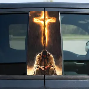 Jesus Bless Car B-Pillar Sticker - Durable Material, Easy Installation, Versatile for Various Car Models, Aesthetic Appeal, Religious Touch for Vehicle Personalization