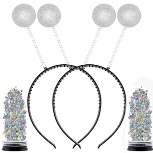 Sier Alien Headbands and Glitter - Martian Alien Antenna Headbands - Sparkly Alien Costume Accessories - Alien Halloween Costumes (2 packs)