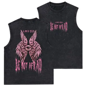 Be Not Afraid Christian Washed Tank Top, Gym Essential, Vintage Casual Crewneck Short Sleeves Menswear T-shirt Classic Cotton Fabric Streetwear