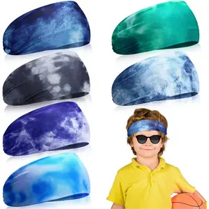 L-HDW062 6 Pcs Sweatbands for Kids Soccer Headbands Boys for Sports Breathable Sweat Wicking Headband for Kids Athletic Baseball Football Youth 5-15 Years Old