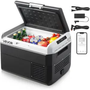 VEVOR 12 Volt Car Refrigerator, 26.4QT/25L Car Fridge, Portable Electric Cooler with -4 ℉ ~68 ℉   Adjustable Temperature, 12/24V DC and 100-240V AC Compressor Freezer for Outdoor, Camping, Travel, RV