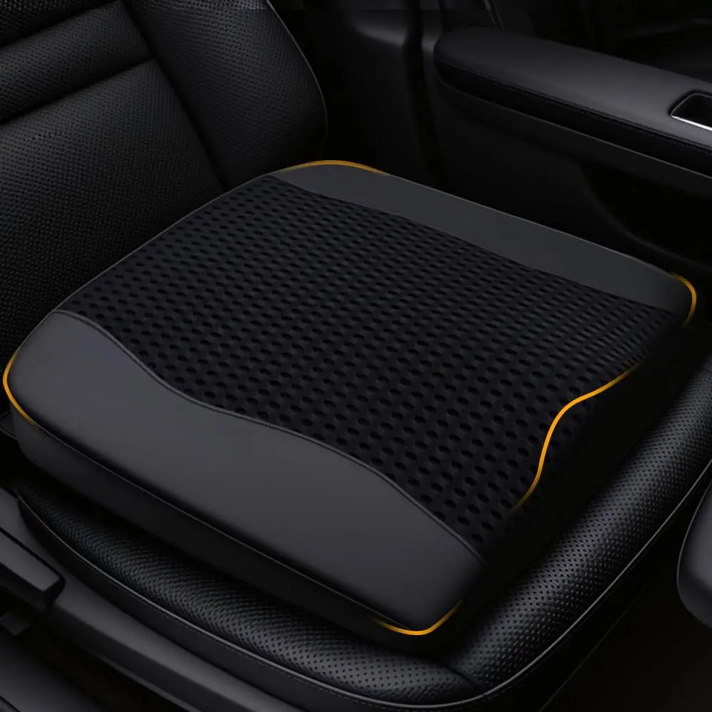 Car Seat Cushion for Long Driving Memory Foam Wedge Leather Cushion for Back Pain & Tailbone Pain Relief Non Slip & Ergonomic Car Seat Pillow Pad, Fit for Most Car Truck Office Chair & Wheelchair