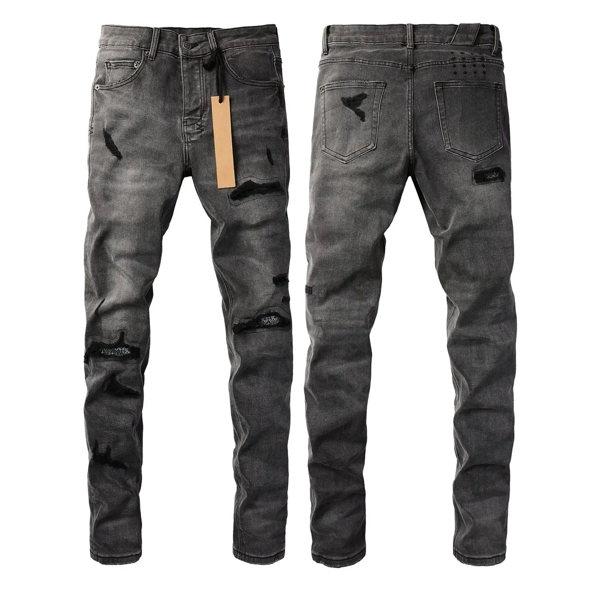 Jeans brand Jeans Men's Jeans Casual Comfort Holes Fashionable Straight Skinny Slim Fit Jeans, Ripped Stretch Jeans Denim Pants, Campus style,holiday style jeans