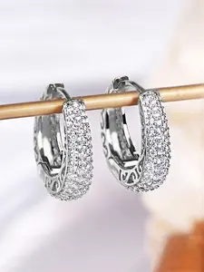 1 Pair Fashion Statement Earrings Cubic Zirconia Hoop Earrings For Women For Party Engagement Anniversary Jewelry Valentine's Day Gift