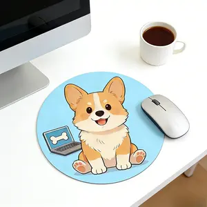 Fashionable Cartoon Round Mouse Pad, Anti-Slip Rubber Base, Gaming & Office Use, 7.87 Inch, Ideal Gift for Girls & Women