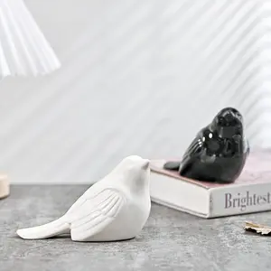 Two Handmade Ceramic Figurines, Realistic Animal Bird Decor, Creative Home Decoration, Modern Minimalist Craft Artifacts