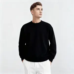 Unisex crewneck sweatshirt, new solid color, loose long-sleeve casual sports hoodie for men, simple pullover in black or red, suitable for everyday basic wear. fall outerwear