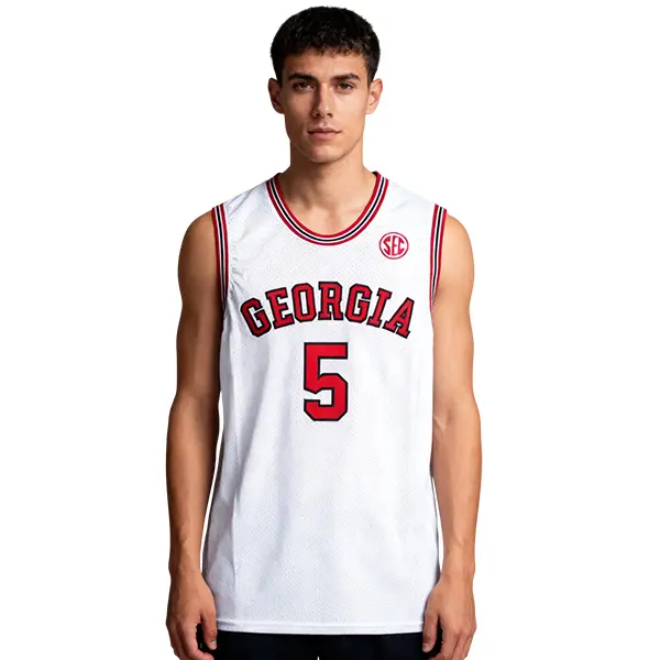 Men's Embroidered #5 Basketball Jersey, Retro College V-Neck Sleeveless Mesh Athletic Top, Breathable Apparel for Daily Training, Athletic Tops