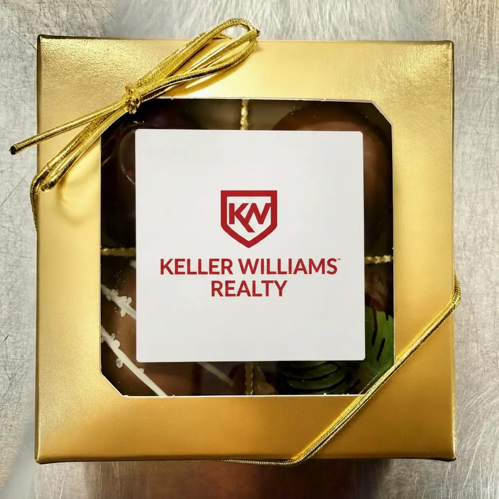 Custom Logo Chocolate Truffle Gift Box – 4-Piece Gold