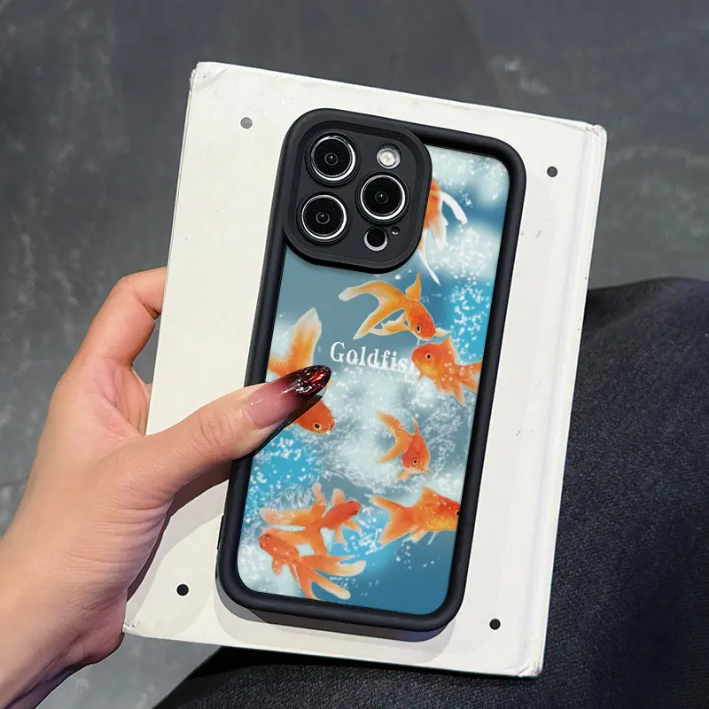 Thick Shockproof Protective Smartphone Case - High Bamboo Shell, Multiple Black Carp Patterns, Mobile Phone Accessories for iPhone 11,12,13,14 & Their Pro Devices