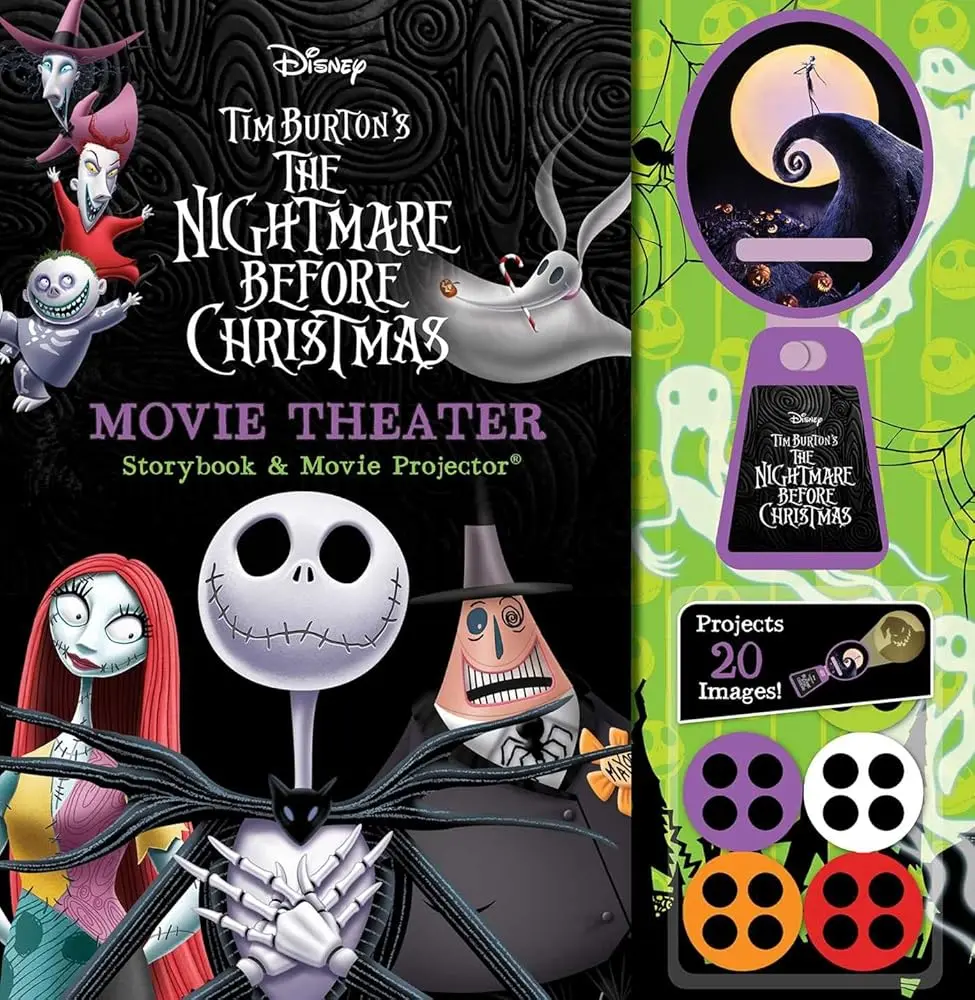 Disney Tim Burton's The Nightmare Before Christmas Interactive Handheld Movie Projector & Storybook - Features Sally, Pumpkin King, 20 Spooktacular Images for Halloween (Children's Literature & Art Book), Interactive Projector