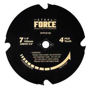 Steel Force CRPCD185 7-1/4" 4 Teeth Polycrystalline Diamond-Tipped PCD Hardie Blade for Fiber Cement and Laminate Flooring