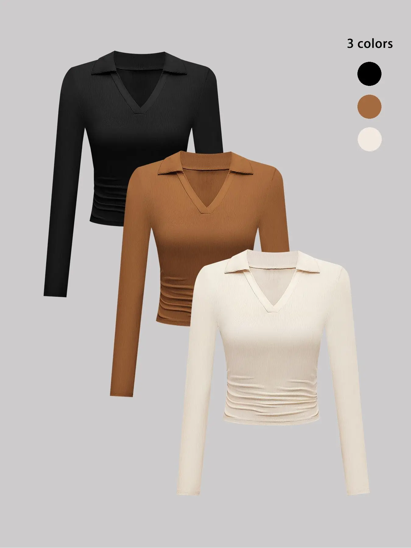 Women's Three-Piece Set Autumn Winter Knit Solid Color Long Sleeve V Neck Slim Fit Casual Fashion Top Daily Commuting