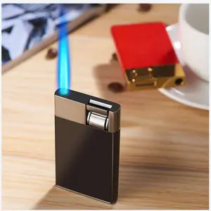 Windproof Lighter with Refillable Liquid Gas Heavy-Duty Metal Direct Ignition Blue Flame Outdoor Survival Firestarter for Camping, BBQ - Portable &  (Butane Gas Not Included)