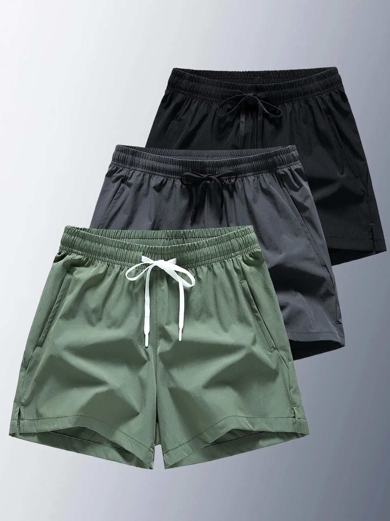 Men's Plain Drawstring Waist Athletic Sports Jogging Shorts, Regular Fit Casual Pocket Track Shorts for Summer, 2024 Short Athletic Shorts, Shorts for
