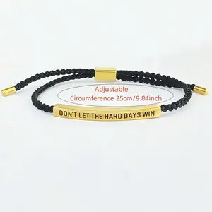Don't Let The Hard Days Win Inspire Bracelet - Stainless Steel & 18k Gold Plated Braided Design with Engraved Message - Adjustable Up to 10"