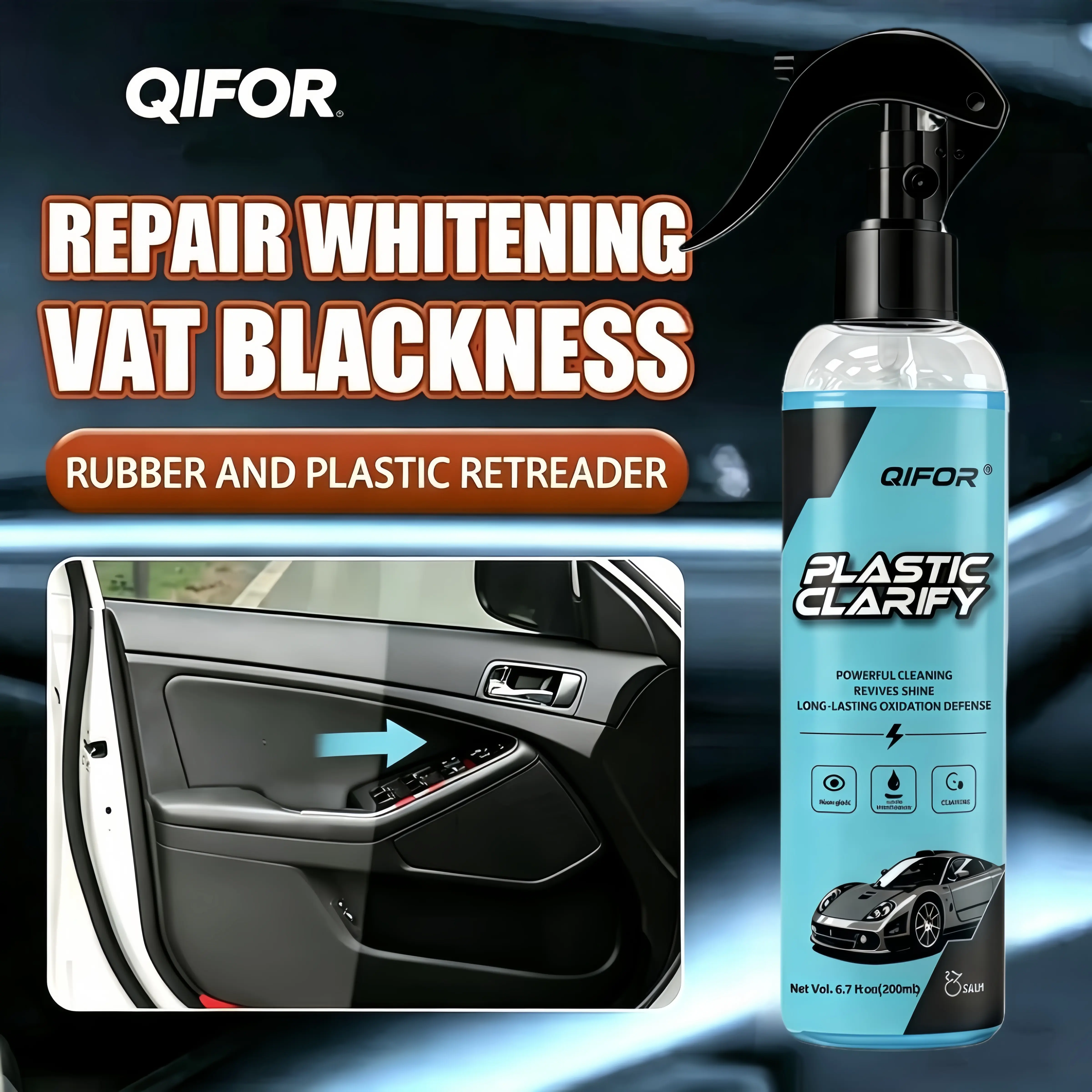 QIFOR Car Plastic & Rubber Polish Refurbishment Agent - Automotive Detailing Product, Car Detailing Chemicals, Interior Care & Engine Compartment Polishing Paste