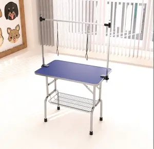 2-in-1 Pet Grooming Table & Care Desk! Foldable & Height-Adjustable, With Hook & Storage Basket, Universal Table for Dog & Cat Bathing/Blowing/ Nail-Trimming