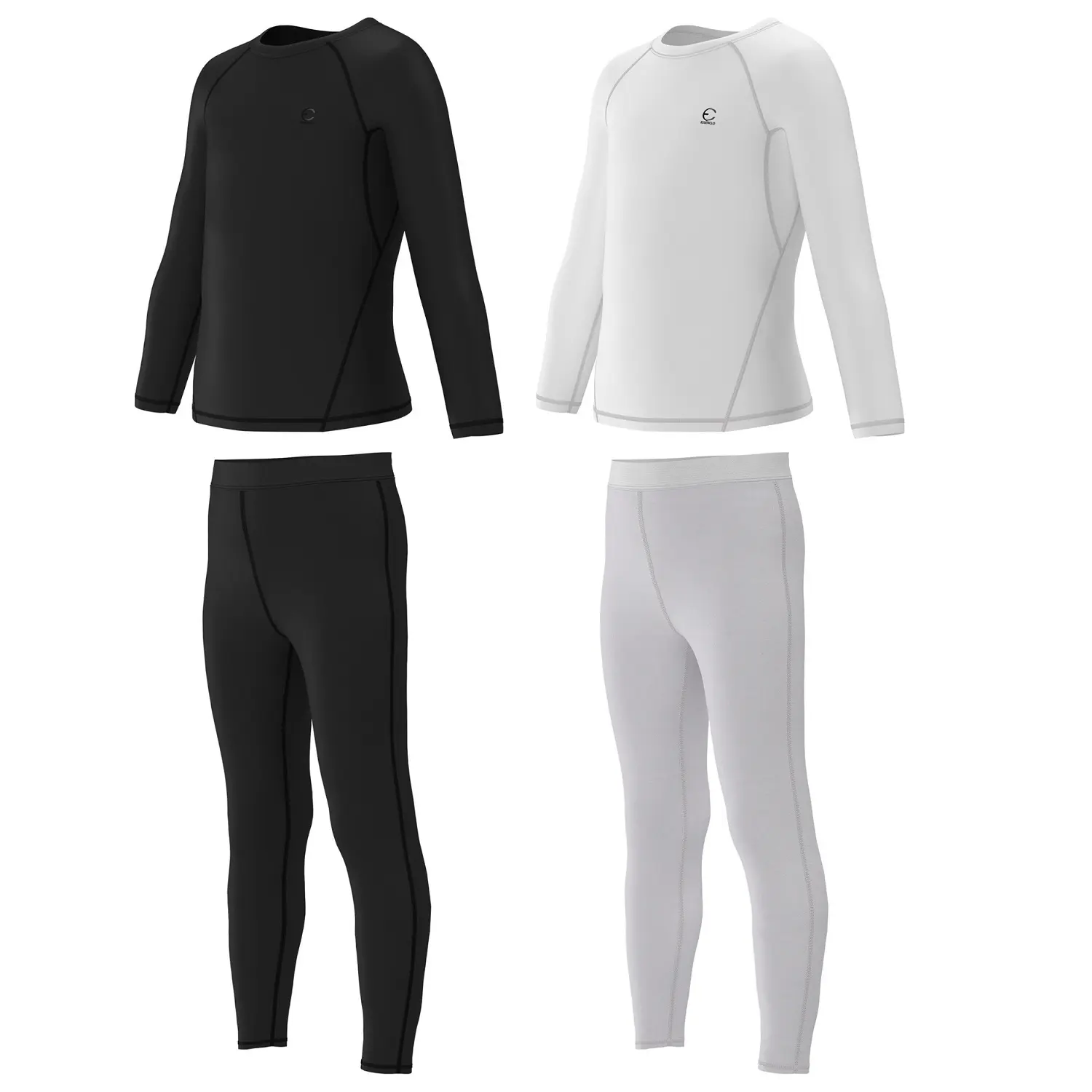 "Essenclo Boys Compression Pants and Youth Athletic Shirts Set 4 Piece Base Layer Gear for Kids Sports, Football, Soccer"