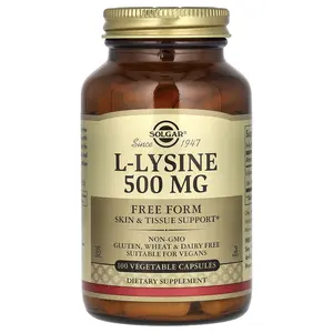 Solgar L-Lysine, Free Form, 500 mg, 100 Vegetable Capsules