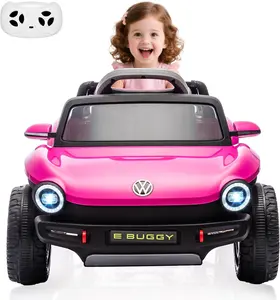 GAOMON Pink Licensed Volkswagen Beetle 12V Kids Electric Ride On Car With Remote Control Led Lights Usb Music Soft Start And Horn For Toddlers Pink