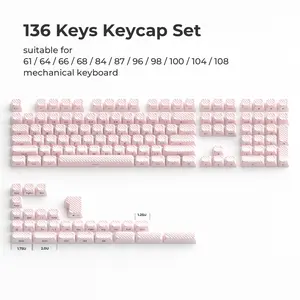 XVX Magic Wave Series White/Pink/Blue OEM Profile Side-Print Ice-Cube 136-Key Keycap Set（only keycap, not include a keyboard）