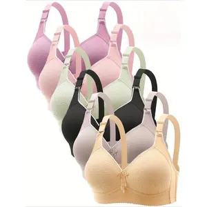 3/6PC-Piece Set! Women's Wireless Push-Up Bra, Adjustable Hook & Eye Soft Breathable Daily Versatile Lingerie