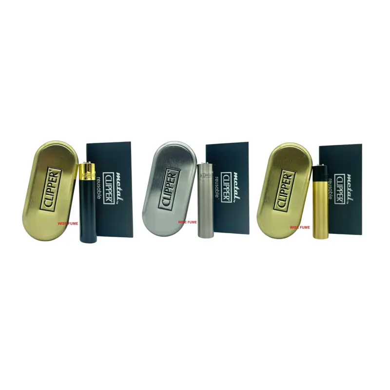 Clipper Gold  Black Silver Full Metal Refillable lighter in gift box
