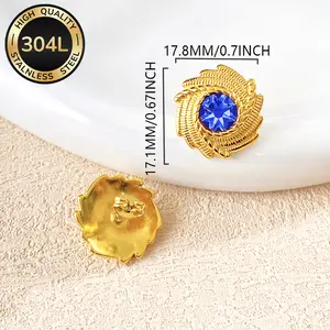Ambesi Crystal Firework Earrings for Women, 18K Gold Starburst Studs, Elegant Stainless Steel Jewelry for Daily or Party Looks