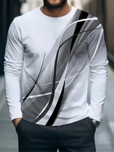 Men's Long Sleeve T-Shirt, Casual Street Style Print, Suitable for Gym, Daily Wear, Party, Urban Fashion, Gym Tops