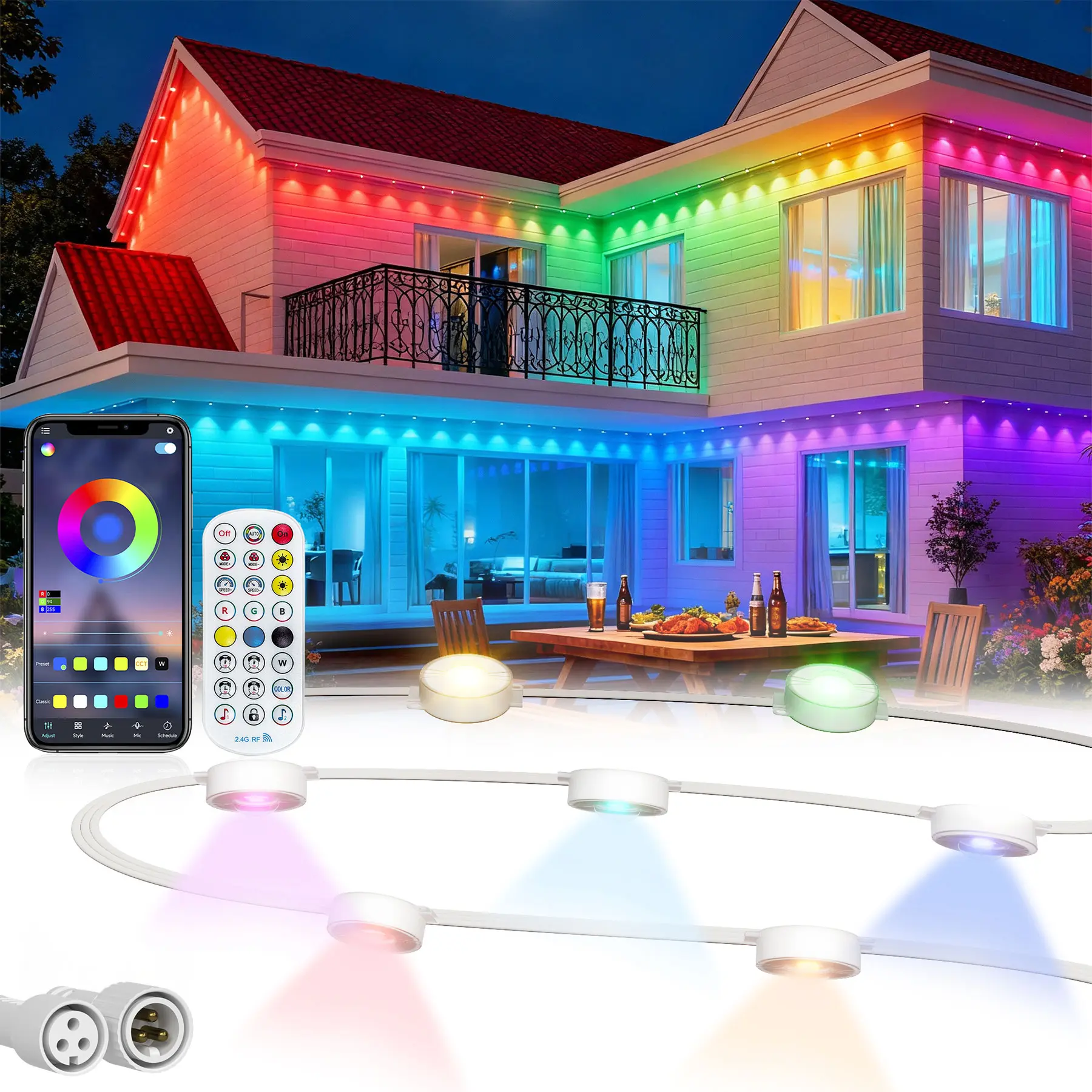 Beatineon Permanent Outdoor Lights for House Waterproof ,IP68 With Smart App Remote Control , DIY RGB+IC House Roof Decor for Christmas, Halloween Party, Birthday,Daily Holiday Decoration
