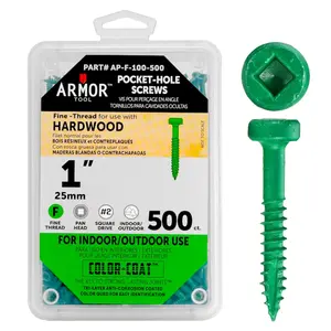 Armor Tool 1"" Color Coated Fine Thread Square Head Pocket Hole Screws - 500 Count - AP-C-100-500