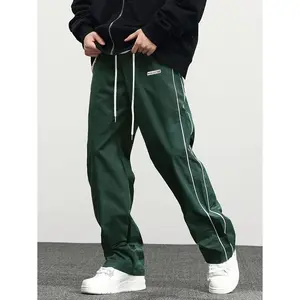 Unique New Loose Men's Track Barrel Pants with Active Drawstring and Pockets for Outdoor Activities Gift Menswear Mid